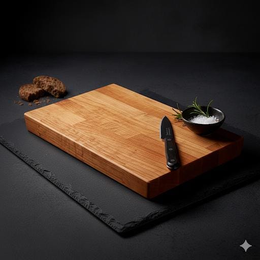 OLDRYE Nature Cherry Facette | Designer Schneidebrett & Servierbrett aus Kirschholz | 49x29x4 cm | 70 Grad Ergonomie-Schnitt | Handgefertigt